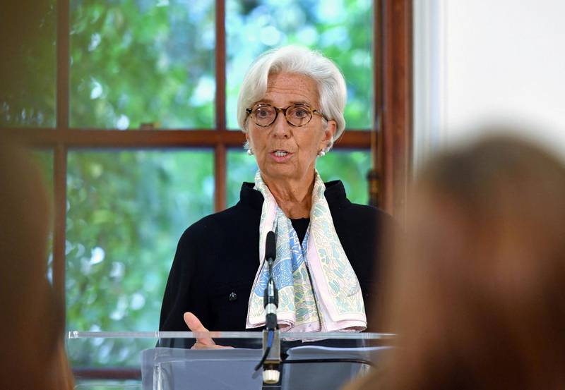 Christine Lagarde, International Monetary Fund (IMF) Managing Director, talks to the media at a news conference to mark the publication of the 2018 Article IV assessment of the UK at the Treasury in London, Britain, September 17, 2018. John Stillwell/Pool via REUTERS