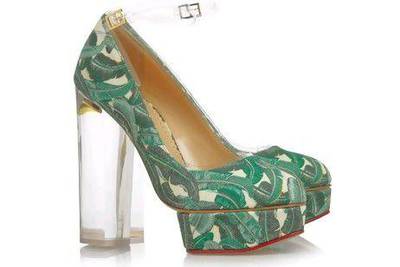 Charlotte Olympia takes up the perspex heel trend. Courtesy Net-A-Porter
