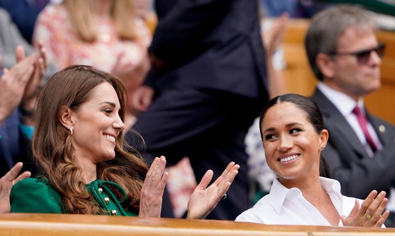 Catherine, the Duchess of Cambridge and Meghan Markle, the Duchess of Sussex. Photo: EPA