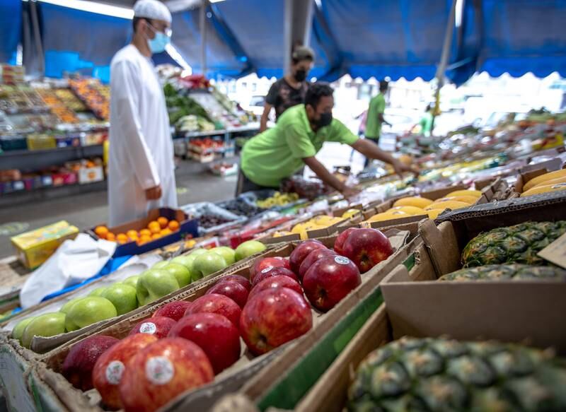 Shopper stock up at Abu Dhabi Fruit and Vegetable Market at Zayed Port, ahead of Eid Al Adha. Victor Besa / The National