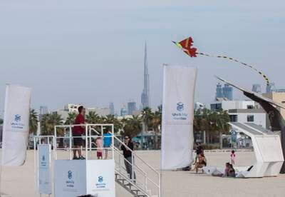 Families spend time at Kite Beach on UAE National Day.  Ruel Pableo / The National