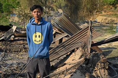 Sanatomba, whose sister's house was set alight by a mob in Heiroklian village in the Senapati district of Manipur. AFP