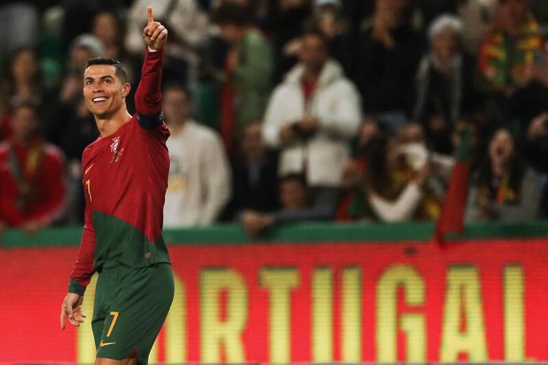 Portugal's forward Cristiano Ronaldo points to the crowd. AFP