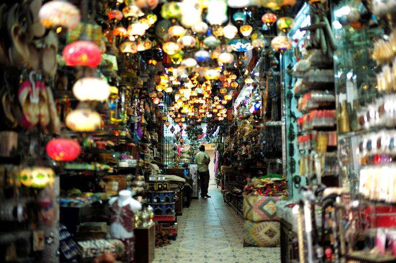 A visitor looks at traditional light-shop in local souq at Bab al Bahrain in Manama, Bahrain June 27, 2018. Picture taken June 27, 2018. REUTERS/Hamad I Mohammed
