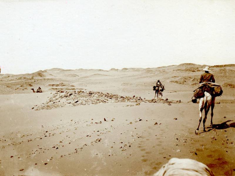 The German scholars on the way with camels in the area of ​​the Second Cataract.