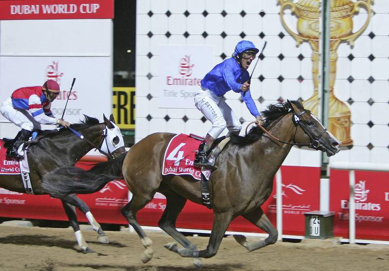 Electrocutionist riden by jockey Frankie Dettori wins the Dubai World Cup in 2006, the 11th running of the race which by that time had seen its grand prize grow to US$6 million. Scott Barbour / Getty Images