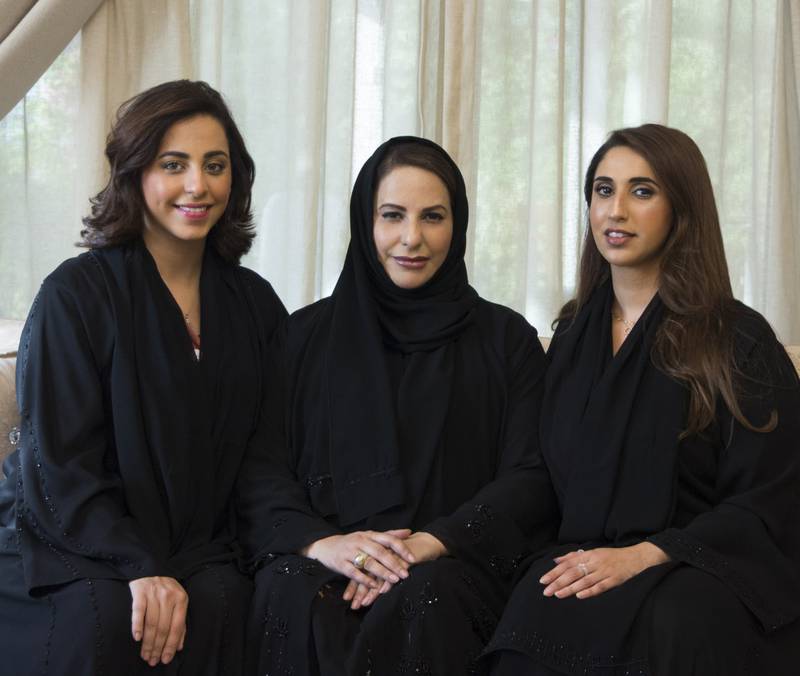 Huda Al Ali, centre, and her two daughters Alya, 34, right, and Afra, 33. Ms Al Ali reversed diabetes after making changes to her lifestyle. Photo: Huda Al Ali