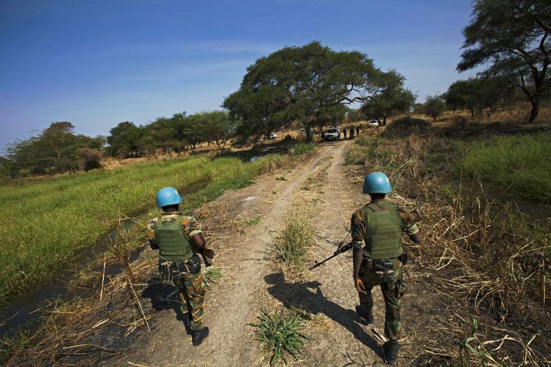 Ethiopian Unisfa peacekeepers on patrol in Abyei. AFP