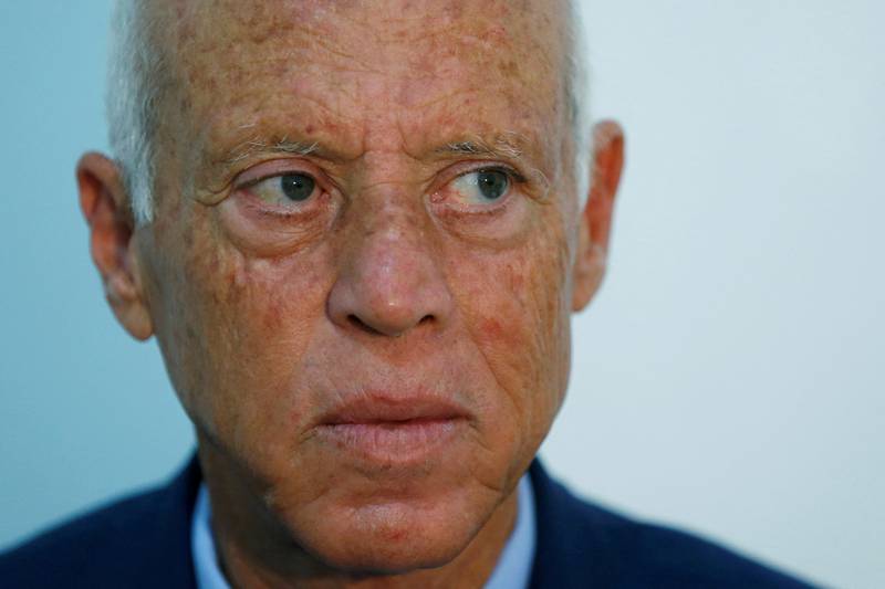 Tunisian then-presidential candidate Kais Saied is pictured at his campaign headquarters in Tunis, Tunisia September 17, 2019.  Reuters