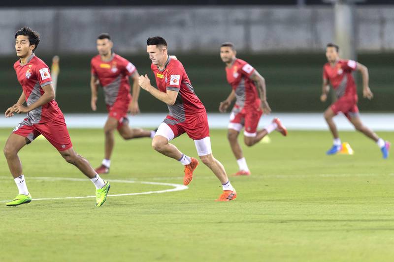 Dubai, United Arab Emirates, November 2, 2017:     Robbie Keane takes trains with fellow members of the Indian football club ATK during a training session at the Nad Al Sheba Sports Complex in the Nad Al Sheba area of Dubai on November 2, 2017. Christopher Pike / The NationalReporter: Paul RadleySection: Sport