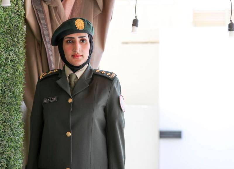 As the only woman in her family to join the ranks of the military, Capt Al Buainain said she was inspired to join the forces by her father. Khushnum Bhandari / The National