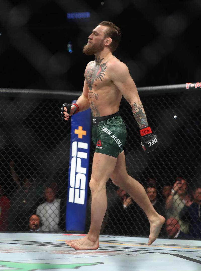 Conor McGregor reacts following his first round TKO victory against Donald Cerrone. Reuters