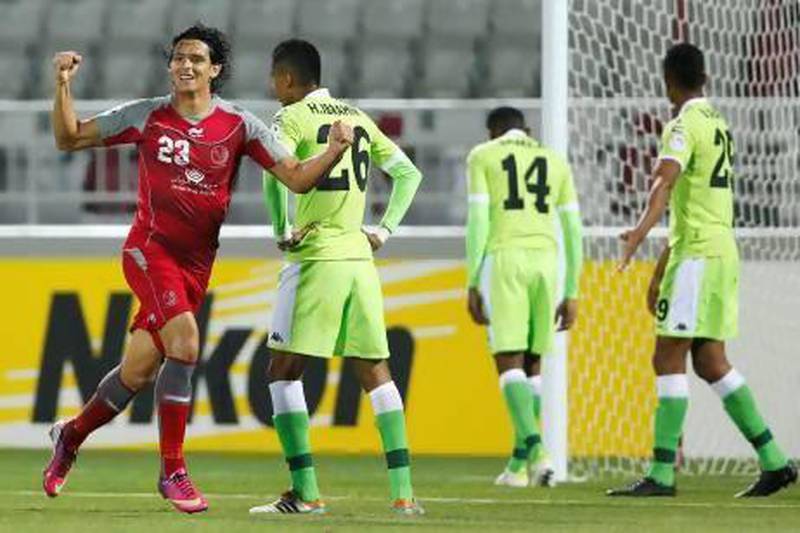 Lekhwiya's Sebastian Soria celebrates after scoring against Al Shabab. Fadi Al Assaad / Reuters