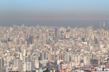 The skyline of Beirut, the capital of Lebanon, covered by a thick layer of toxic nitogen oxide pollutants in 2016. Getty Images