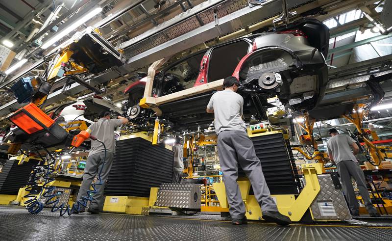 A Nissan assembly line in Sunderland. UK car production has grown in six of the past seven months. PA
