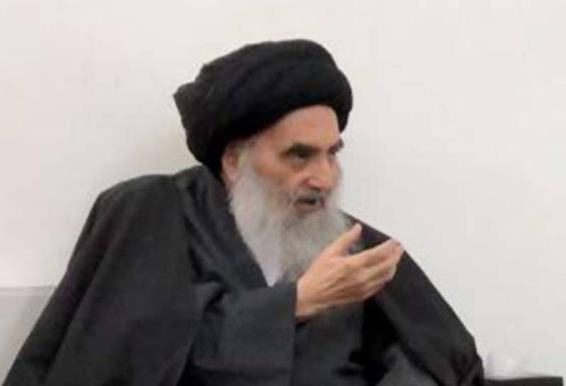 A handout picture provided by the media office of Grand Ayatollah Ali Sistani shows the chief Shiite cleric in the Iraqi central city of Najaf on March 13, 2019. AFP /  Ayatollah Sistani's Media Office