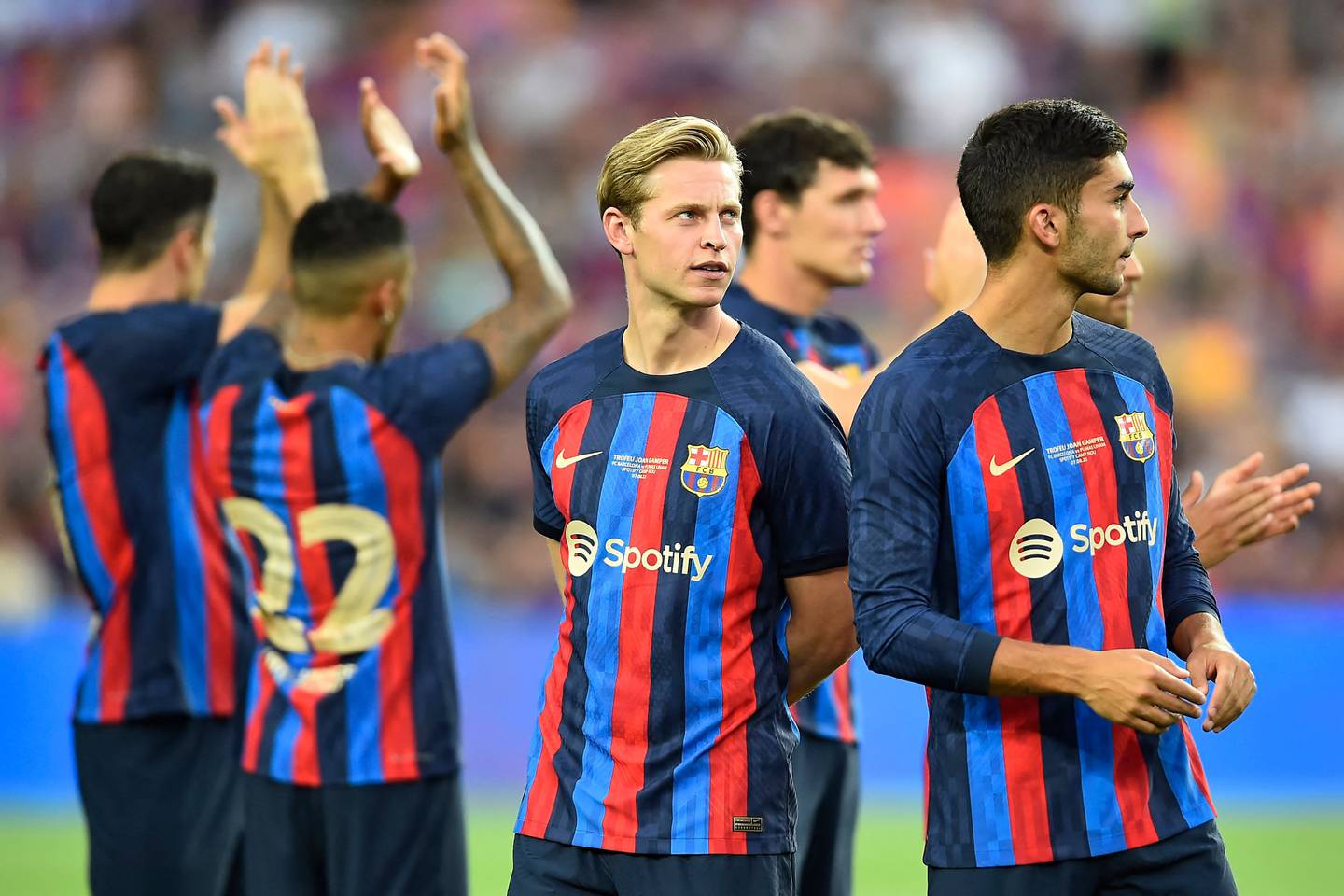 Barcelona's Dutch midfielder Frenkie de Jong has shown no inclination to leave. AFP