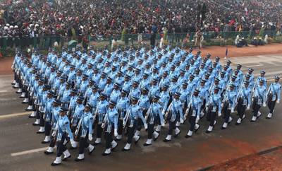 An Indian Air Force unit marches in Republic Day parade in New Delhi. Harish Tyagi / EPA