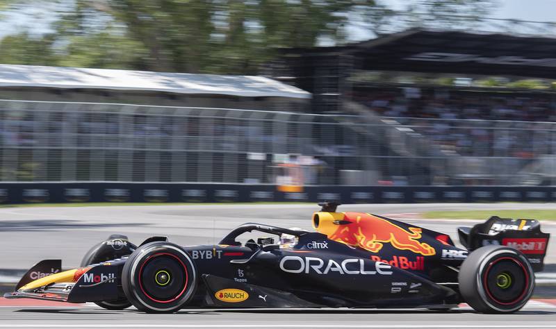 Red Bull driver Max Verstappen takes a turn at the Senna corner during the Canadian Grand Prix in Montreal. AP