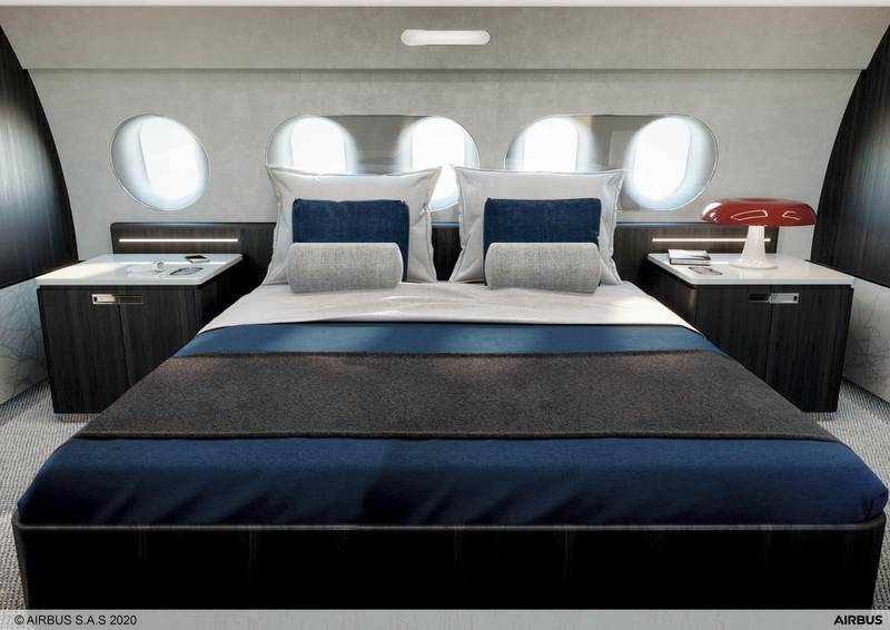 Sleeping on the ACJ220 looks comfortable thanks to a bedroom suite with a king-size bed.
