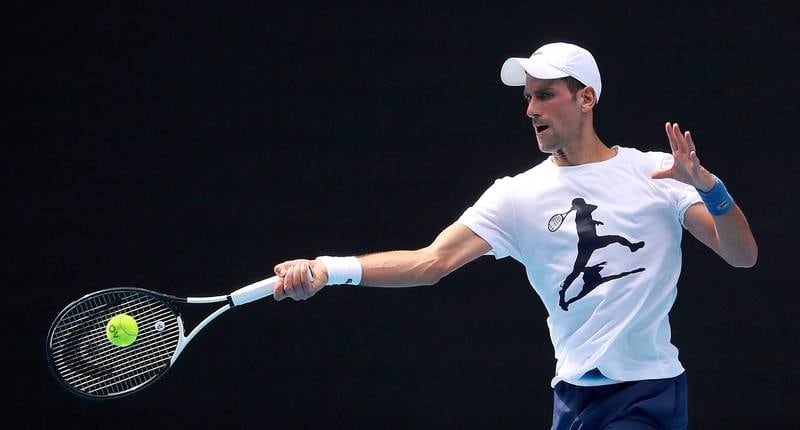 Serbia's Novak Djokovic takes part in a training session in Melbourne. AFP