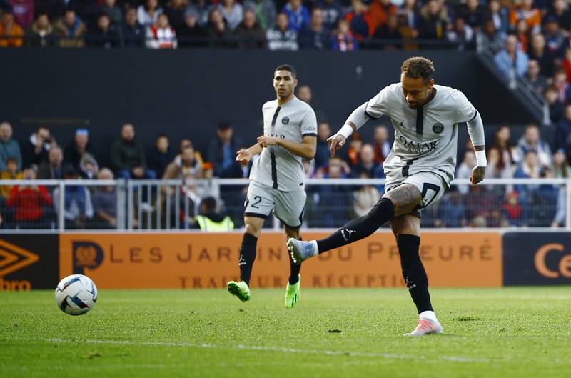 Neymar scores for PSG. Reuters