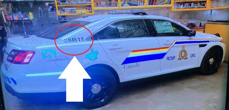 A replica Royal Canadian Mounted Police vehicle alleged to have been used by gunman Gabriel Wortman, in Portapique, Nova Scotia, Canada  EPA