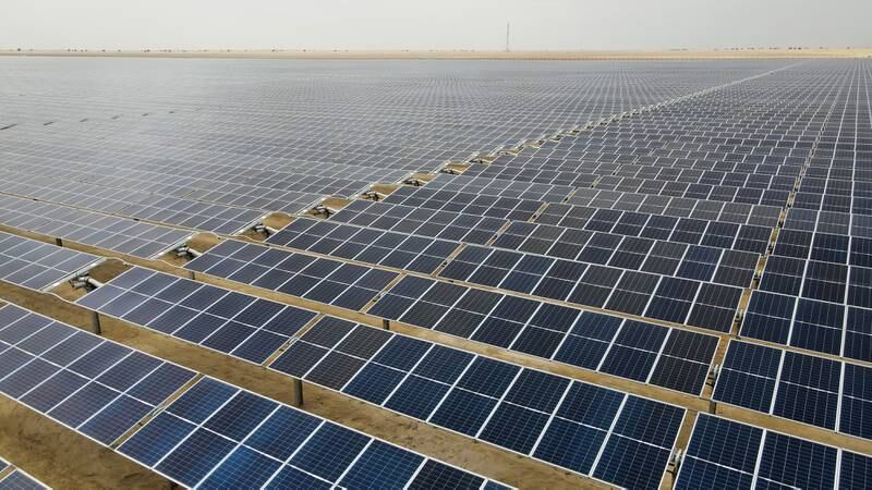 The Mohammed bin Rashid Solar Park in Dubai has a goal of providing 5,000MW of solar energy by 2030. Pawan Singh / The National