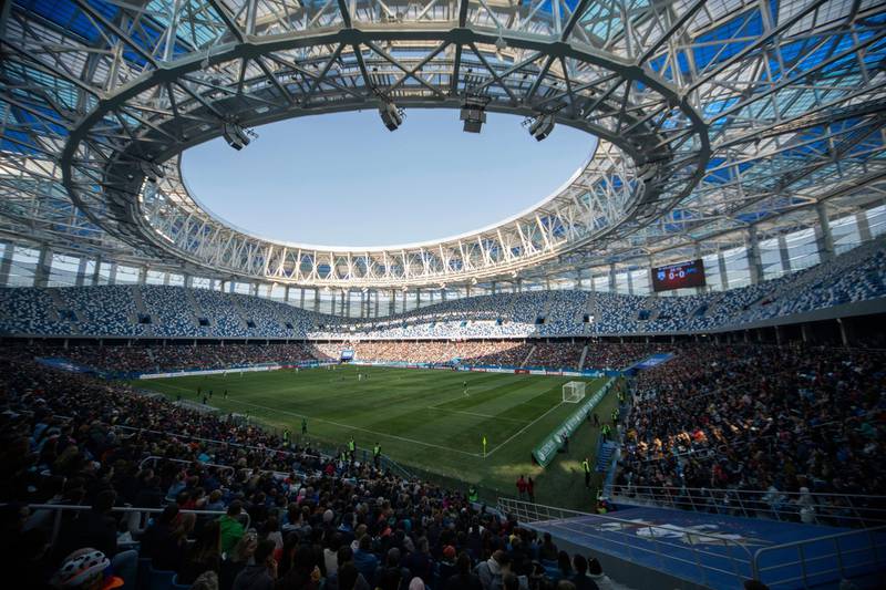 Nizhny Novgorod Stadium in Nizhny Novgorod. Capacity of 45,000. Will host group games, round of 16 games, and a quarter final. Mikhail Solunin / AP Photo