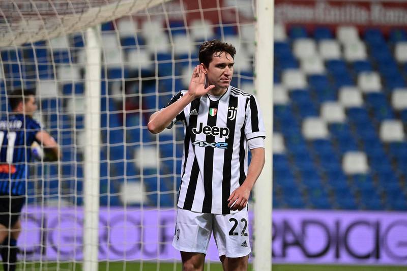 Juventus forward Federico Chiesa celebrates after scoring the opener. AFP