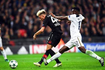 Kevin Kampl scores the only goal of the game as Bayer Leverkusen defeated Tottenham Hotspur at Wembley stadium on Wednesday night. Federico Gambarini / EPA