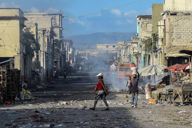 A deserted road in downtown in Port-au-Prince. Photo: AFP