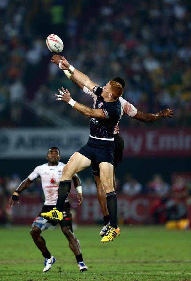 James Rodwell of England in action against Fiji in the Cup Final during the Emirates Dubai Rugby Sevens. Warren Little / Getty Images