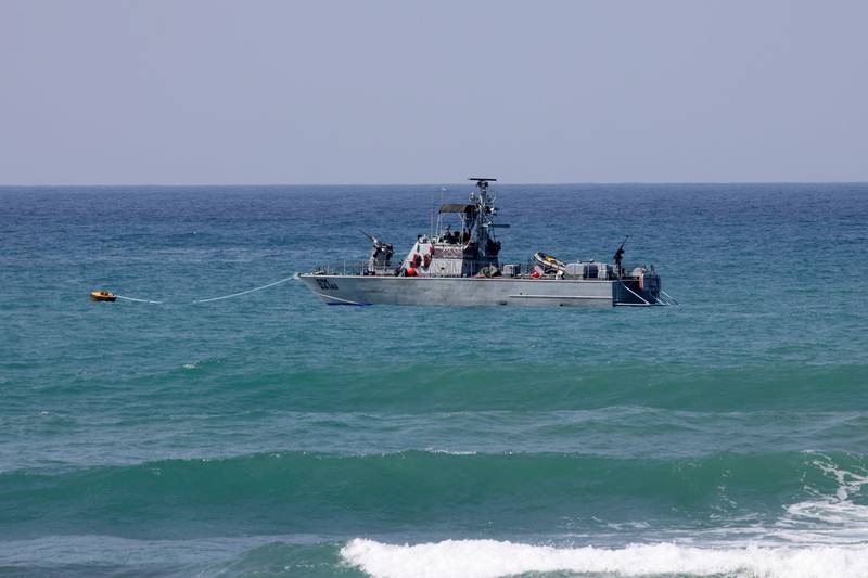 An Israeli navy vessel off the coast of Rosh Hanikra, known in Lebanon as Ras Al Naqura, an area at the border between the two countries. AFP