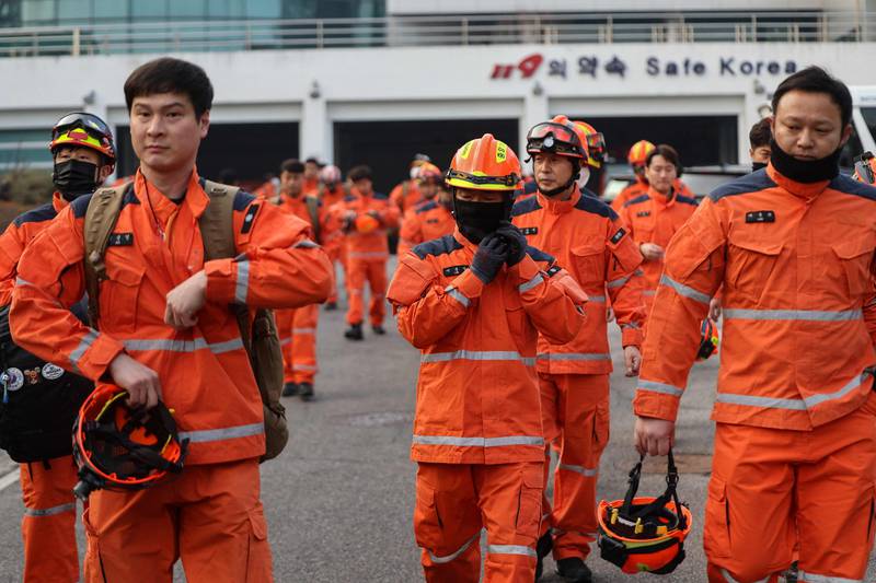 South Korean firefighters gather before leaving for Turkey to help earthquake victims. AFP
