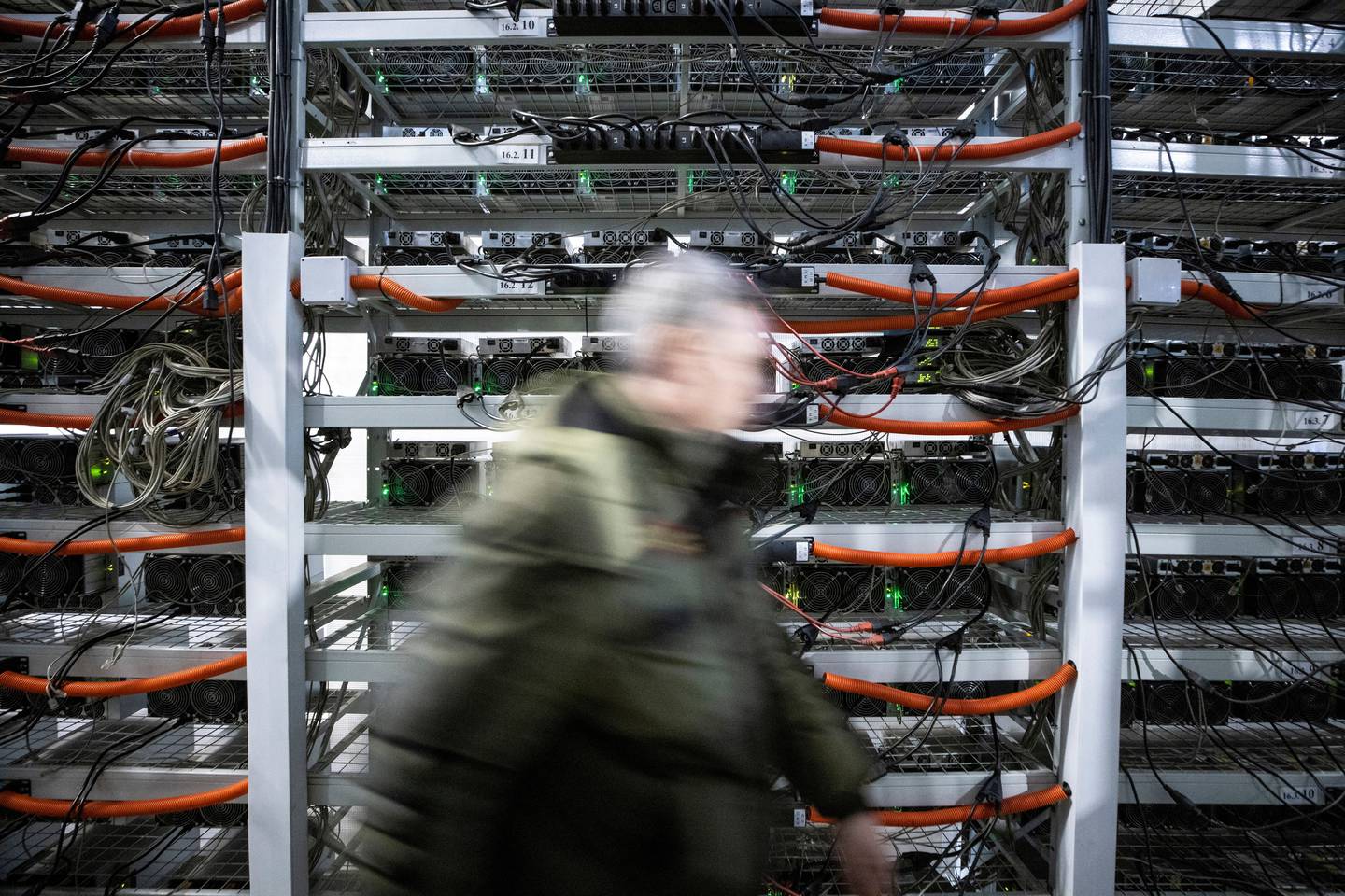 Equipment at the data centre of the BitRiver company which provides services for cryptocurrency mining. Reuters
