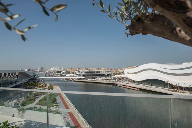 The view from the Bridge lifestyle hub at Al Qana in Abu Dhabi. Vidhyaa Chandrmohan / The National