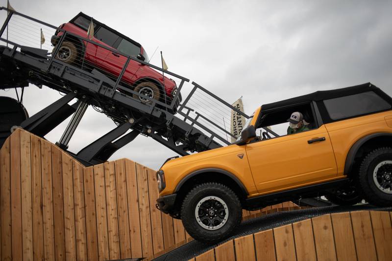 A Ford Bronco on a demonstrative course during the Motor Bella Auto Show in Michigan, US  in September at the Motor Bella, a six-day experiential auto show. Bloomberg