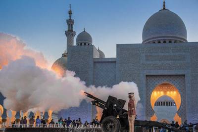 The Ramadan cannon at Sheikh Zayed Grand Mosque sounds Iftar for the faithful in Abu Dhabi. Photo: The Ministry of Defence.