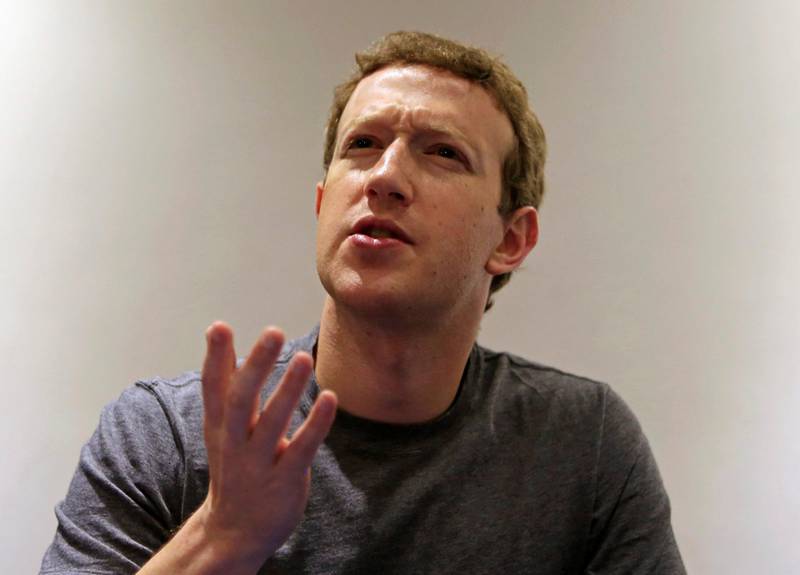 FILE PHOTO: President, founder and CEO of Facebook Mark Zuckerberg speaks during a Reuters interview at the University of Bogota January 14, 2015.  REUTERS/Jose Miguel Gomez/File photo