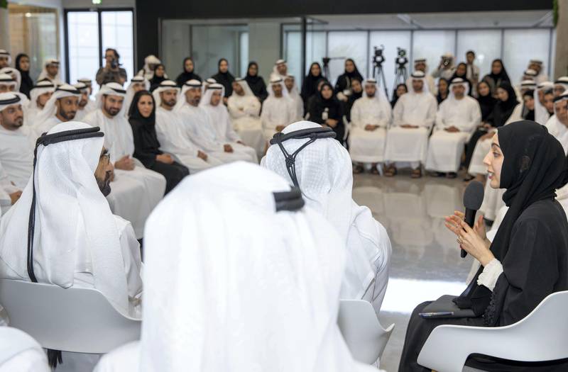 Sheikh Mohammed bin Rashid, Vice President and Ruler of Dubai, at the annual brainstorming session at his office in the Emirates Towers in Dubai.
