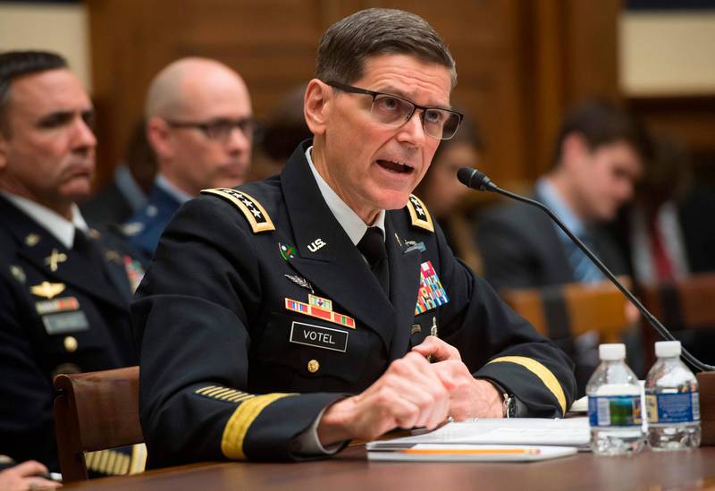 US Army General Joseph Votel, commander of the US Central Command, testifies during a House Armed Services Committee hearing on Capitol Hill in Washington, DC, February 27, 2018. / AFP PHOTO / SAUL LOEB