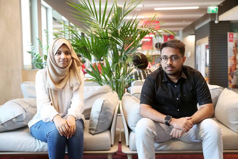 Eiman Ansari and Abubakr Sajith, students at Murdoch University have created an Artificial Intelligence-based tool to help teachers during online lessons. Pawan Singh/The National