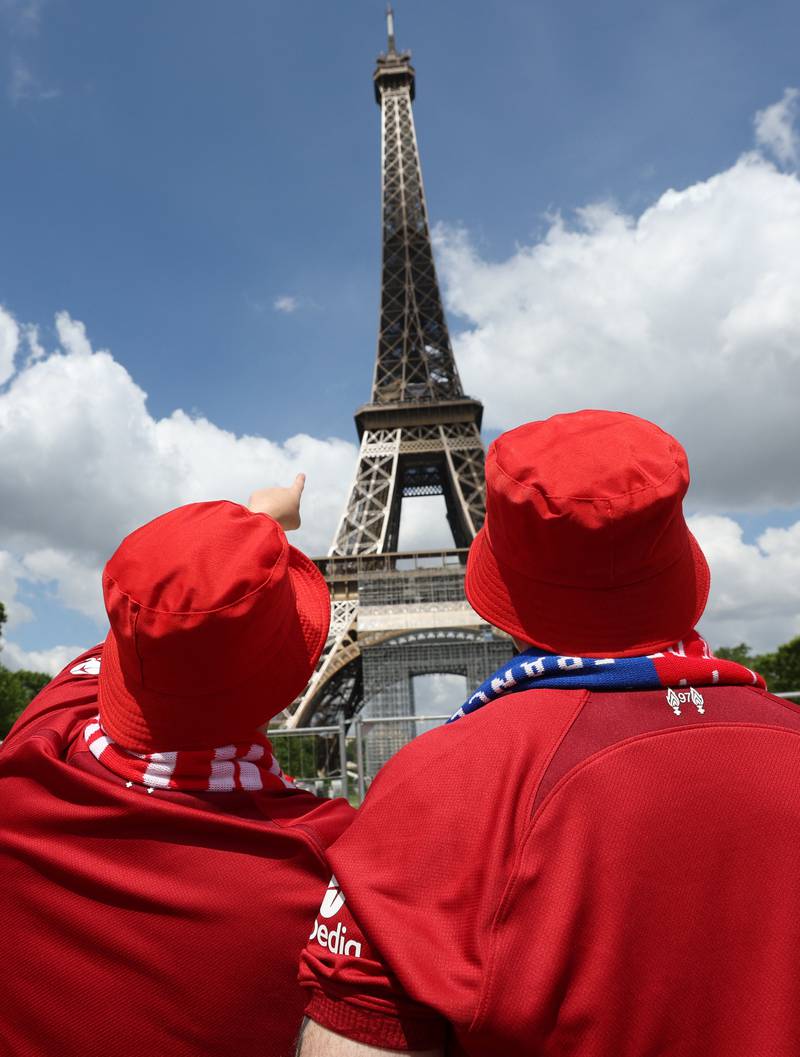 Fans gather in Paris for Liverpool v Real Madrid. Reuters