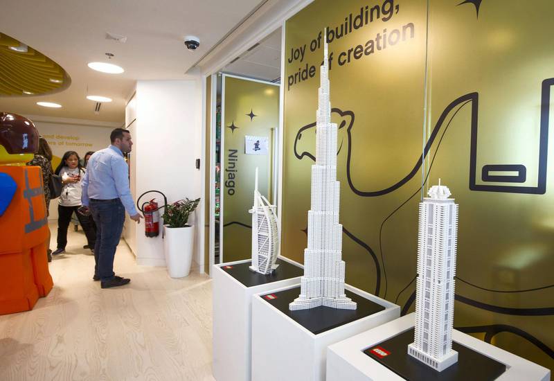 DUBAI, UNITED ARAB EMIRATES - Building in Dubai made of Lego at the opening of the new Lego office in Dubai Design District.  Leslie Pableo for The National