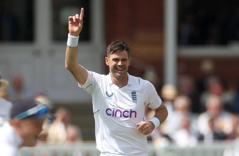 James Anderson celebrates after taking the wicket of Tom Latham. Action Images