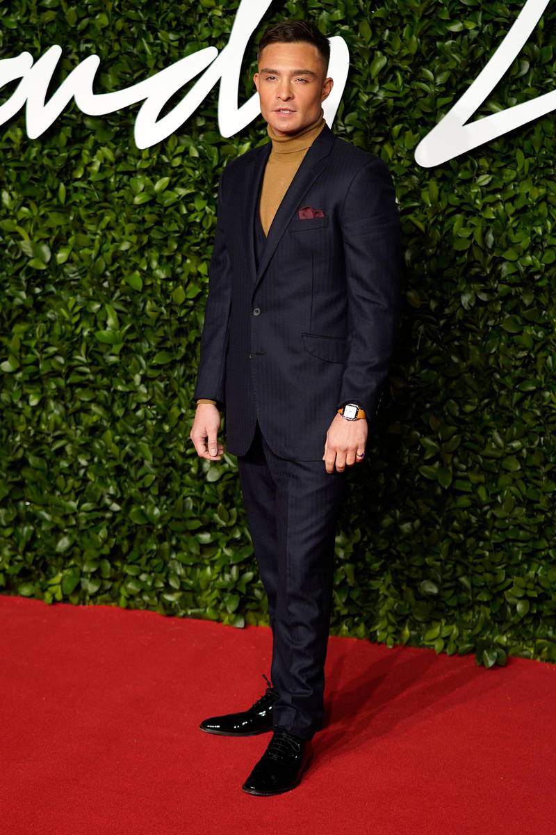 Ed Westwick arrives at the 2019 British Fashion Awards in London on December 2, 2019. EPA