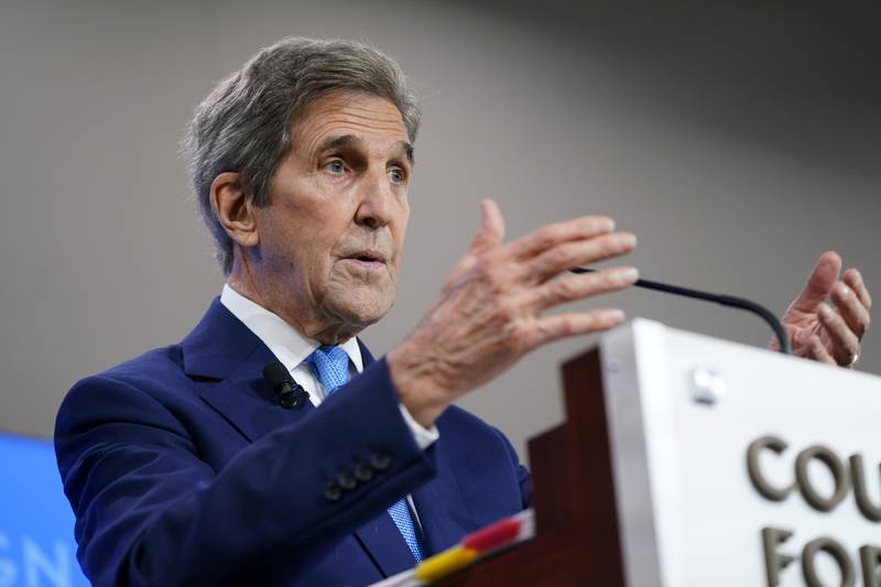 John Kerry, special presidential envoy for climate, on Tuesday spoke about the US's international climate efforts before Cop27. AP