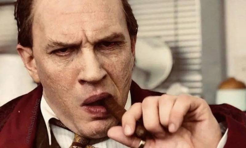 Tom Hardy was transformed into legendary mobster Al Capone in 'Fonzo' through facial prosthetics and a bald cap and wig for a receding hairline. Photo: Vertical Entertainment

