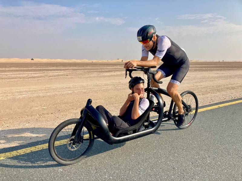 Nick Watson and his son Rio will be taking part in a triathlon together on Saturday to raise awareness about people with disabilities. Courtesy: Nick Watson